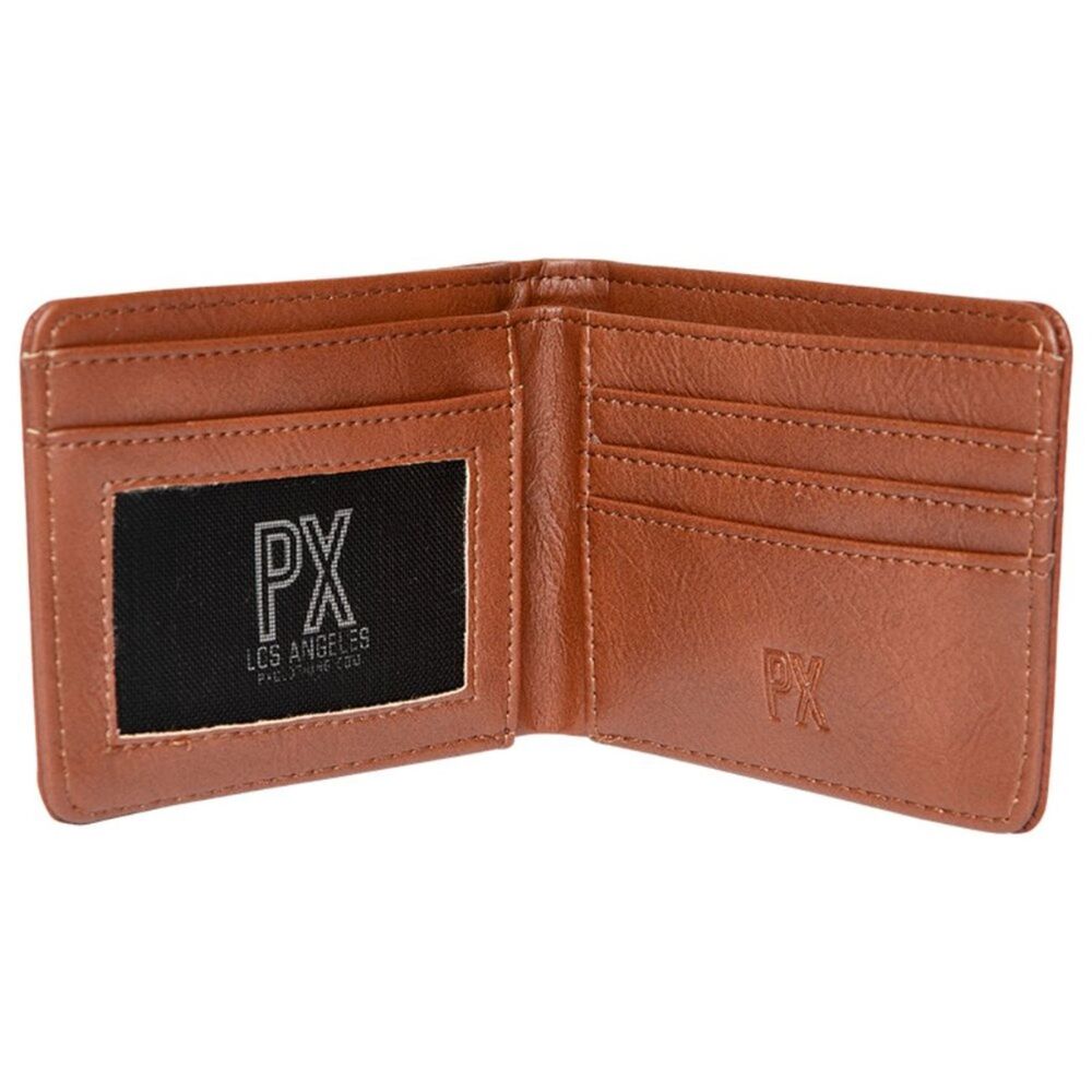 PX Clothing Brown Bi Fold Wallet Vegan Leather Classic Mens NWOT